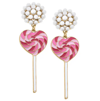 Love Lollipop Enamel Earrings in Pink & Fuchsia