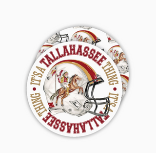 Tallahassee Thing Maroon Gold Chief Horse Round Coaster