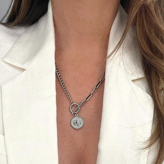 Stacie Toggle Chain Coin Necklace - Silver