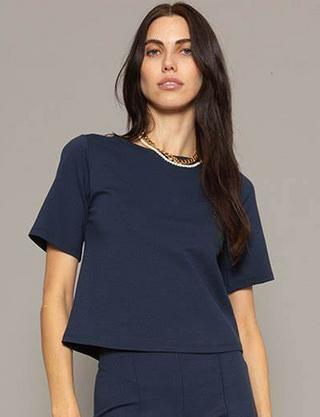 Ponte Knit Short Sleeve Top Extended