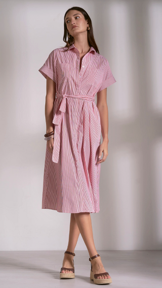 Seersucker Dress - Red Stipe