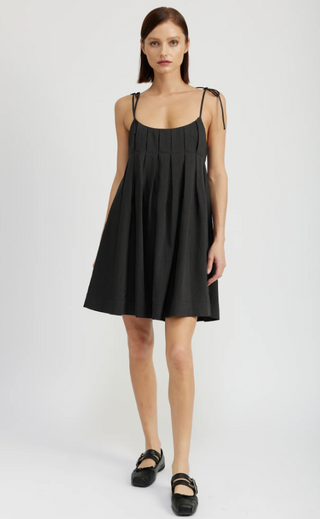 Jovie Baby Doll Mini Dress-Washed Black