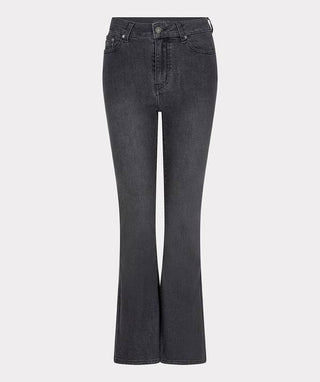 Colored Denim Flair Trousers - Black