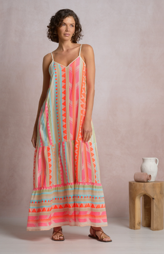 Long Dress - Neon Aztec