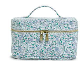 LUXE Train 2 - Cosmetic Case Hamptons Floral With Chambray Pinstripe Liner