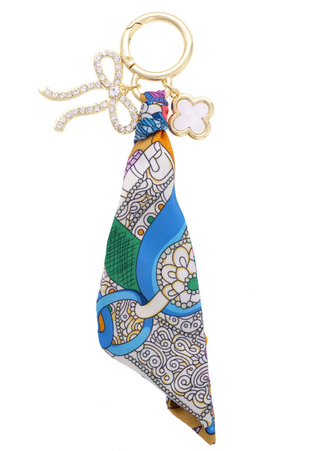 Cassie Pave Bow Scarf Bag Charm in Multi