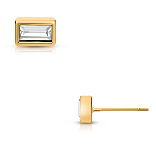 Bardot Baguette Stud Earrings - Gold