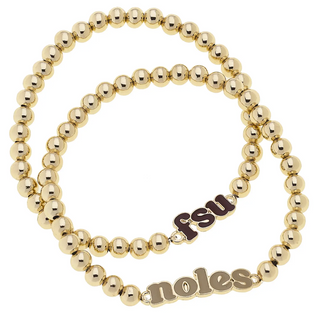 Florida State Seminoles Slogan Ball Bead Bracelet Set of 2