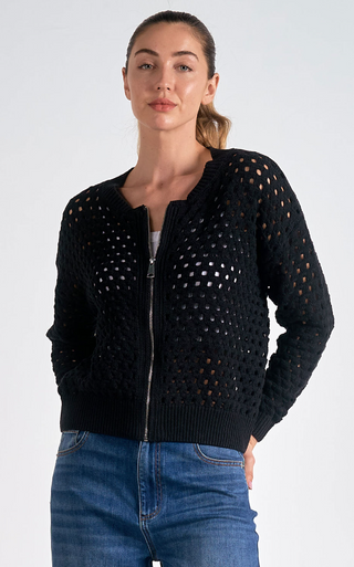 Zip Up Cardigan - Black