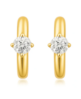 Yael Solitaire Huggie Hoop Earring - Gold