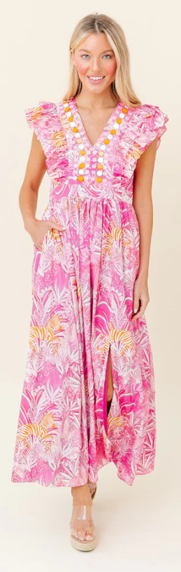 Stacey Dress-Bubblegum Zebra Soiree
