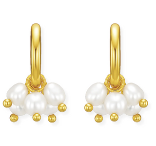 Chara Mini Hoop Pearl Earring - Gold