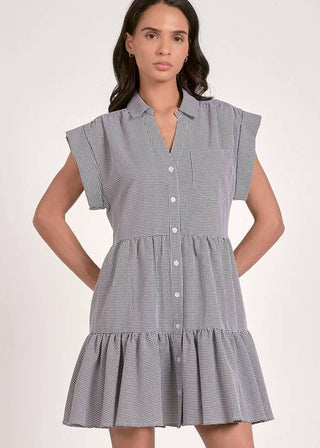 Seersucker Dress - Black