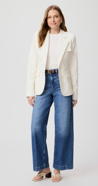 Romona Demin Blazer - Pale Ivory