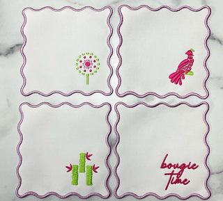 Embroidered Cocktail Napkins - Set of 4