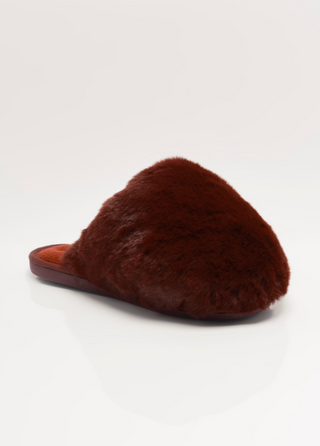 Snowball Slipper - Cabernet Faux Fur