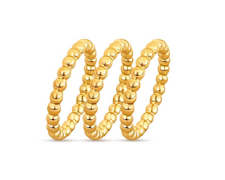 Lucia Beaded Triple Ring Set - Gold
