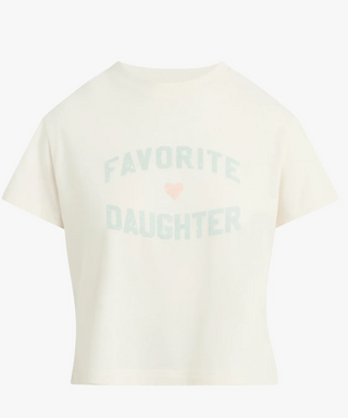 The Cropped Favorite Daughter Tee- Gardenia/light sage