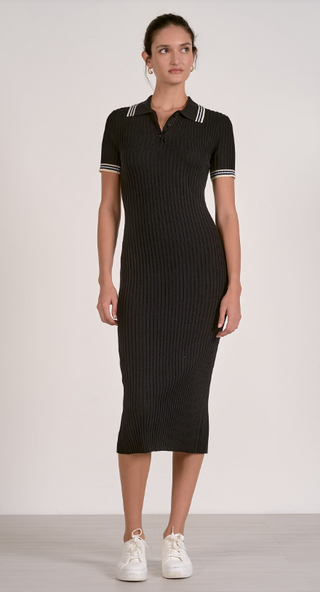 Short Sleeve Sweater Dress - Black