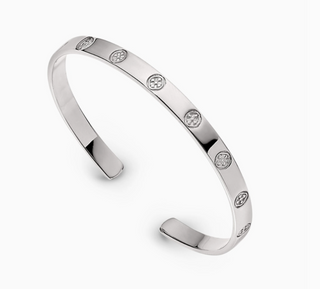 Shield Embossed Bangle Bracelet -Sterling Silver