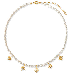 Jett North Star Pearl Choker Necklace - Gold