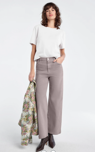 The Mischa Super High Rise Wide Leg Ankle- Soft Taupe