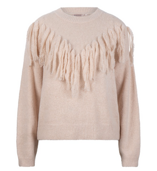 Sweater with Fringes - Light Sand