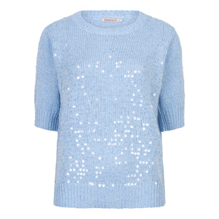 Sweater Short Sleeve Sequins - Light Blue