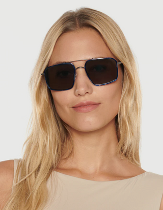Summit Sunglasses - Matte Raw Stainless Steel + Indigo Tortoise