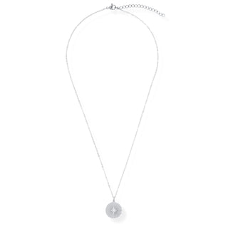 Rue Sunburst Disc Necklace - Silver