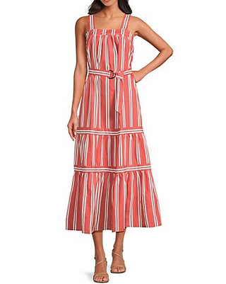 Megan Maxi Dress - Coral Stripe