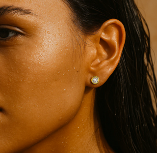 Cateana Bezel Stud Earring - Gold