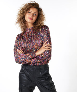 Gathered Collar Blouse - Rewilding Print
