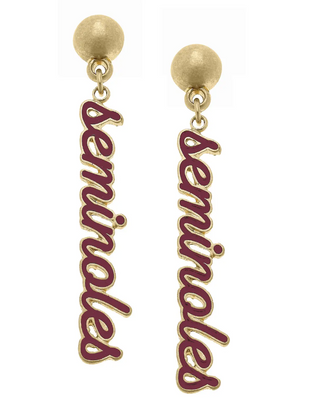 Florida State Seminoles Enamel Script Earrings in Garnet