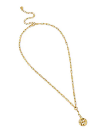 Medallion Paperclip Lariat - Gold Vermeil