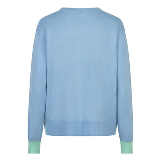 Sweater Long Sleeve Striped Knit - Light Blue