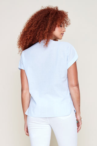 R5102 Seer Sucker Cap Sleeve Blouse - Celestine