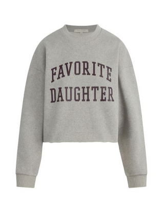 Cropped Collegiate Sweatshirt - Heather Grey/burgundy