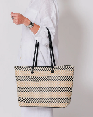 Eugenie Woven Tote Bag-Black Multi