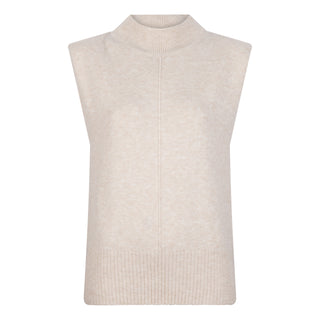 Sleeveless Sweater with Shoulder Pads - Light Sand