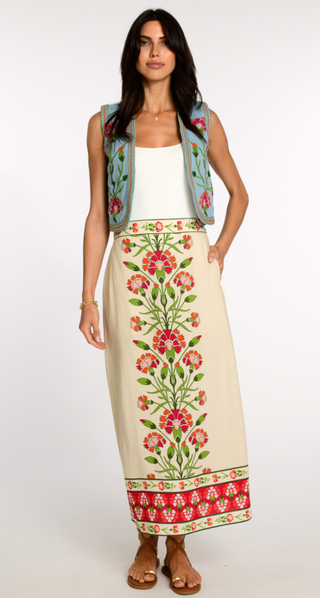 Kit Vest- Indian Flower Chambray