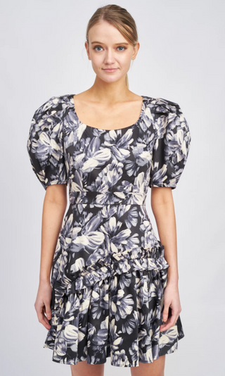 Bonnie Mini Dress-Charcoal