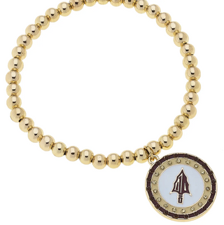 Florida State Seminoles Pave Disc Ball Bead Bracelet