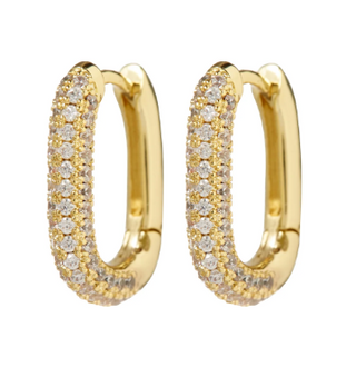 Pave Chain LInk Huggies-Gold
