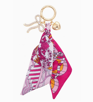 Carley Pave Bow Twilly Bag Charm in Light Pink/Fuchsia