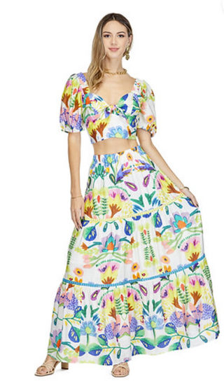 Trim Tiered Skirt - Island Art