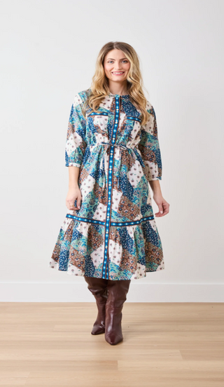 Vintage Patchwork - Showstopper Dress - Mocha