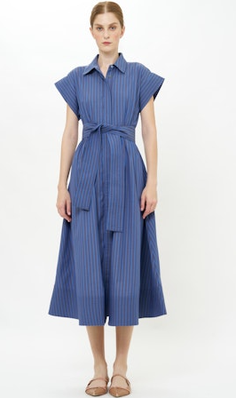 Belted Shirt Dress - Morgan Blue