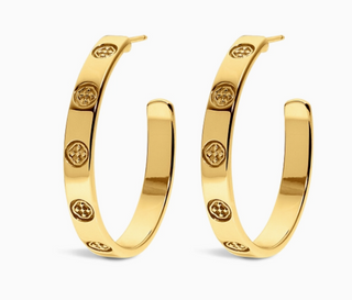 Shield Embossed Earrings - Gold Vermeil