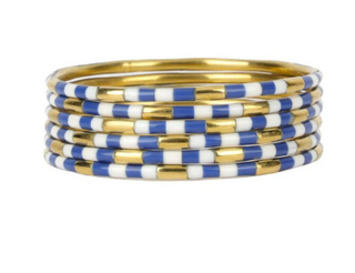 Veda Bangles - Set of 6 - Blue/White